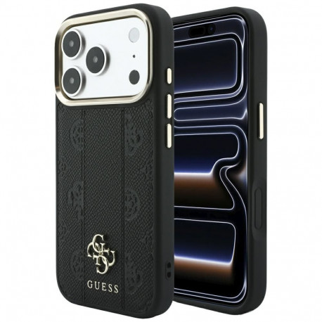 Case for IPHONE 18 Pro/17 Pro compatible with MagSafe (Stripe Peony 4G Logo) black