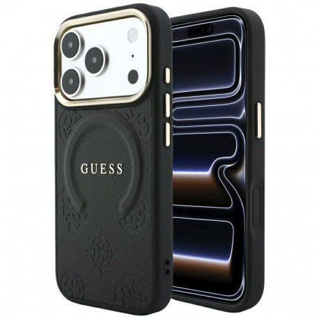 Case for IPHONE 18 Pro/17 Pro compatible with MagSafe (Saffiano Peony Ring) black