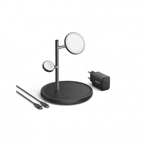 Anker MagGo Wireless Charging Station (15W, 3-in-1 Stand) with cable and charger bundle |