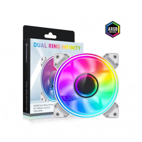 gamemax Case Fan | DUAL RING INFINITY WH | White