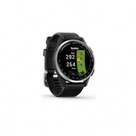 Garmin Approach S44 watch, Silver Aluminium Bezel with Black Silicone Band
