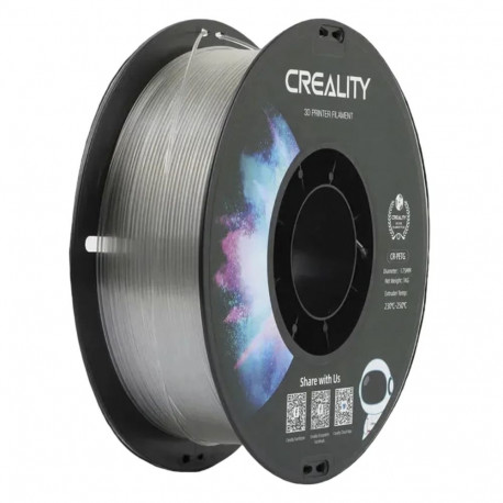 CR-PETG 3D-printeri filament (1kg, 1,75mm, rullil), läbipaistev