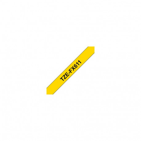 Brother | TZe-FX611 Flexible ID Laminated Tape | Black on Yellow | TZe | 8 m | 6 cm