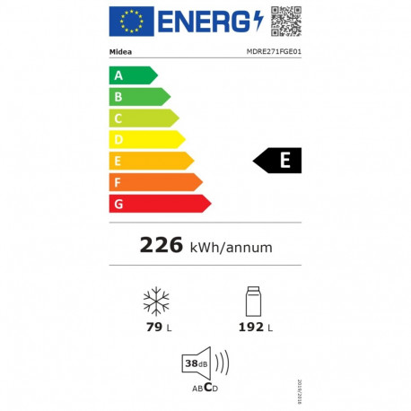 Midea kombikülmik MDRE271FGE01 energiatõhususe klass E integreeritav kõrgus 178,5cm No Frost süsteem