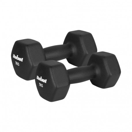 Hantelki żeliwne neoprenowe HEX 2x7kg, REBEL ACTIVE