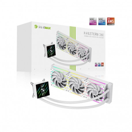 gamemax CPU Liquid Cooler | HAILSTORM 360 LCD WH | White