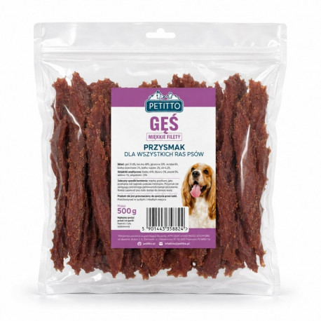 PETITTO Soft goose fillets - dog treat - 500g