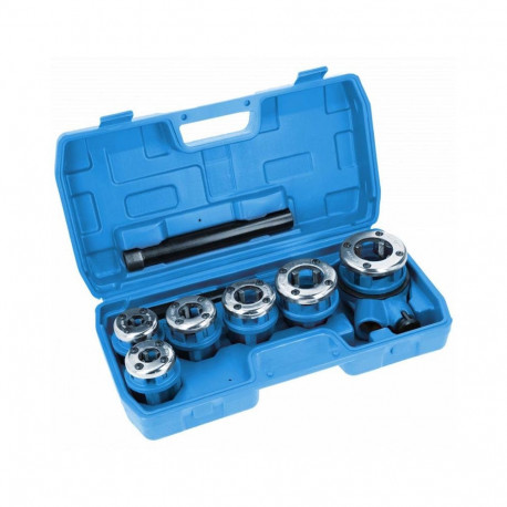 Hogert HT1P635 käsitoru keermelõikur, 6 suurust 1/4"-1 1/4", BSPT, 9CR2, pööratav, plastikkarp
