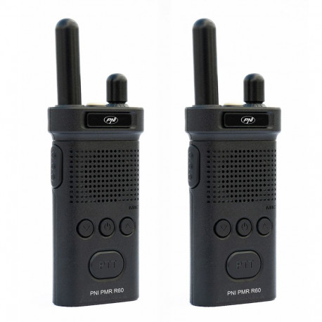 Kit of 2 portable radio stations PNI PMR R60 446MHz, 0.5W, 16 programmable channels, 16 PMR and 50 C