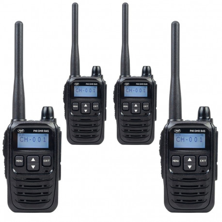 Komplektis 4 PNI DMR R45 kaasaskantavat raadiojaama, digitaalne ja analoog, 446 MHz, 16 digitaalkana