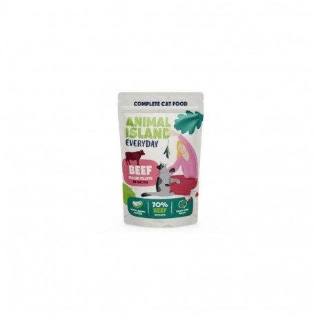 ANIMAL ISLAND Everyday Beef pulled fillets in broth - wet cat food - 85g