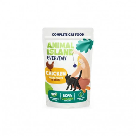 ANIMAL ISLAND Everyday Chicken pulled fillets in broth - wet cat food - 85g