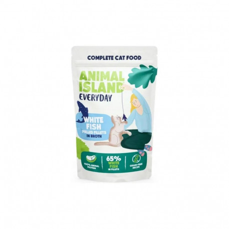 ANIMAL ISLAND Everyday White fish pulled fillets in broth - wet cat food - 85g