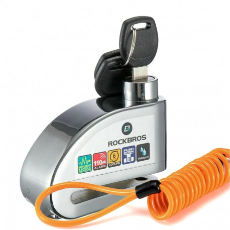 Rockbros Rockbros LBAYG8308 Bike Lock with Alarm and Disc Lock - Orange