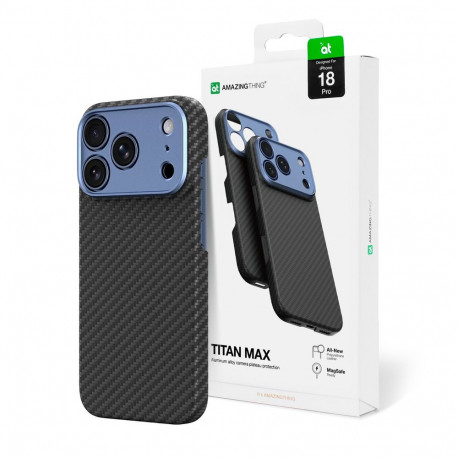 AmazingThing Titan Max Lens Case for iPhone 18 Pro in Aramid Fiber with Camera Cover, MagSafe Compat