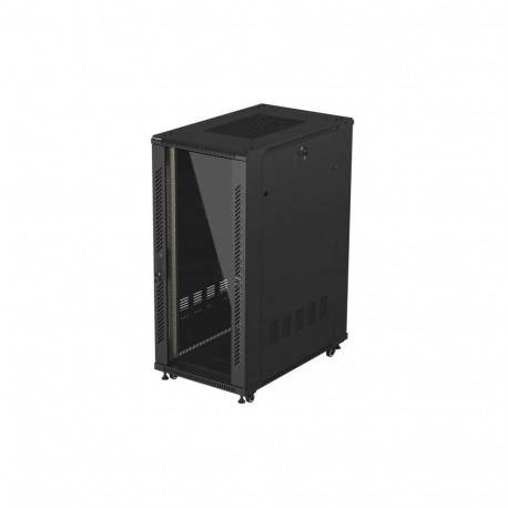 Lanberg rack-kapp 19" 27U 600 × 1000 põrandapealne klaasuksega (lamppakendis), must