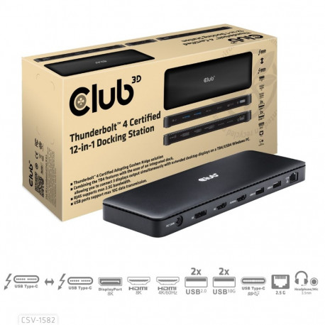 CLUB3D dokkimisjaam Thunderbolt 4 sertifitseeritud 12-in-1