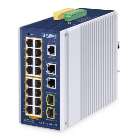 PLANET lüliti tööstuslik haldatav 16-pordiline L2/L4 gigabit ethernet (10/100/1000) PoE alumiiniumis