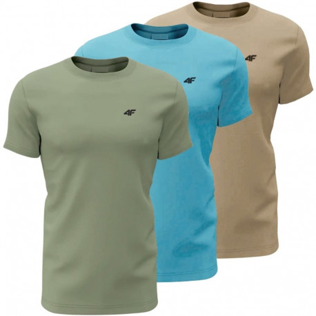 4F meeste T-särkide 3-pakk M4481 4FWSS26TTSHM4481 90S 5XL, roheline, sinine, beež