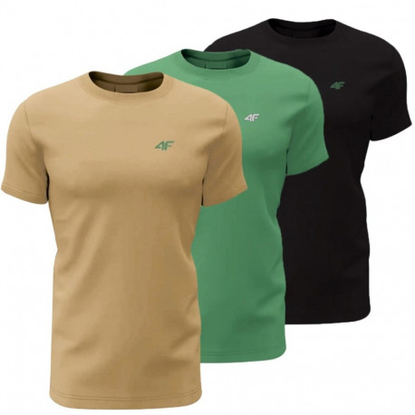 4F meeste T-särgid M4481 3-pakk, beež, roheline, must 4FWSS26TTSHM4481 92S M