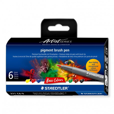 Pintselotsaga tindipliiatsid Staedtler Basic Colour 6tk