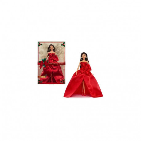 Barbie Signature 2026 Holiday Fashion Doll, Seasonal Collector, Brown Hair with Red Gown with Bow De