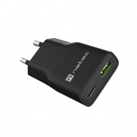 NATEC mobiilseadme laadija NUC-2377, universaalne AC kiirlaadimine siseruumides, must