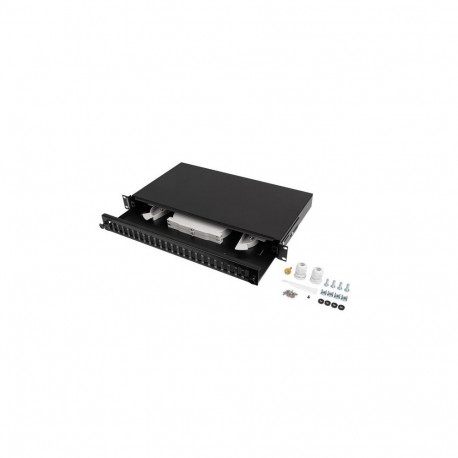 LANBERG 24XSC DUPLEX / 24XLC QUAD RACK 19" 1U FIBER OPTIC DISTRIBUTION FRAME BLACK + ACCESSORIES