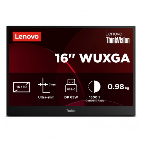 Monitor - Lenovo ThinkVision M16 16″ 1920 × 1200 IPS 300 cd/m² 60 Hz USB-C Eclipse Black