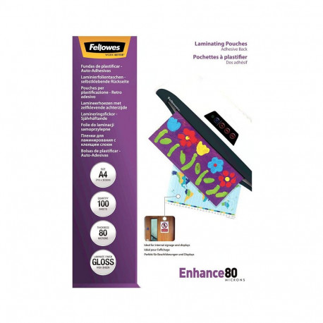 "Fellowes Laminierfolie Selbstklebend A4 80Mikron glänz. 100P"