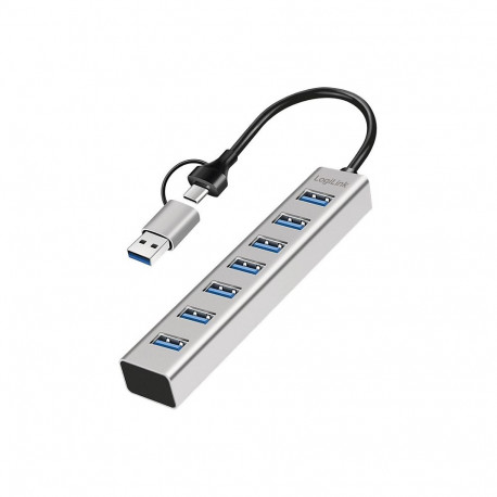 "Logilink USB 3.0 Hub, 7-port, USB-A, aluminum housing"