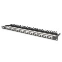 High density 19" patch panel 24x keystone, 0.5U