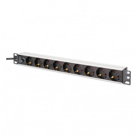 Digitus DN-95437 power distribution unit (PDU) 9 AC outlet(s) 1U Black, Silver