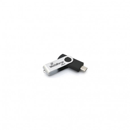 MediaRange USB-mälupulk MR1955 256GB USB Type-C 3.2 Gen 1 (3.1 Gen 1), must, hõbedane