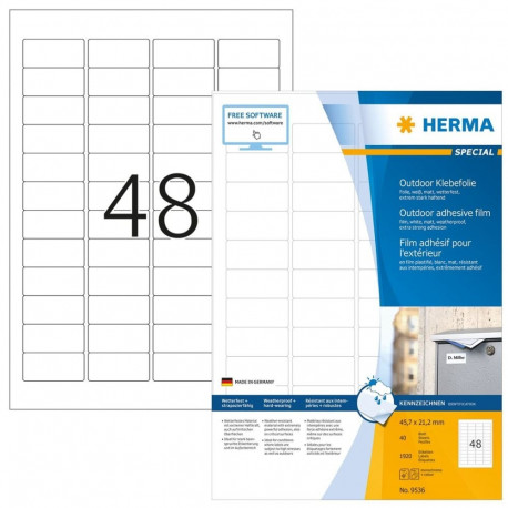 HERMA Etik. A4 Outdoor Klebefolie weiĂź 45,7x21,2mm 1920 St.