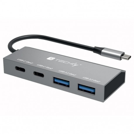 Techly sülearvuti dokk/portreplikaator IUSB32C-HUB4AC2 juhtmega USB 3.2 Gen 1 (3.1 Gen 1) Type-C, hõ