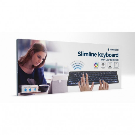 Gembird klaviatuur KB-BTRGB-01-DE universaalne Bluetooth QWERTZ saksa, must