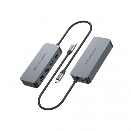 Conceptronic võrguadapter ABBY24G USB-C kahe Gigabit-võrgupordi ja 2-pordilise USB-jaoturiga