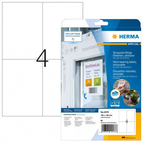 HERMA isekleepuvad etiketid 4576 eemaldatavad 80 tk, valged