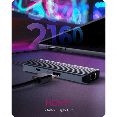 ICY BOX juhtmega USB 3.2 Gen 1 (3.1 Gen 1) Type-C dokk IB-DK4034a-CPD, hõbedane