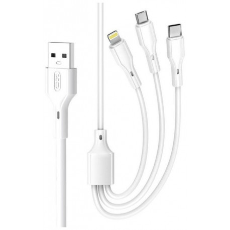 XO cable NB230 3in1 USB - Lightning/USB-C/microUSB 2.4A 1m, white