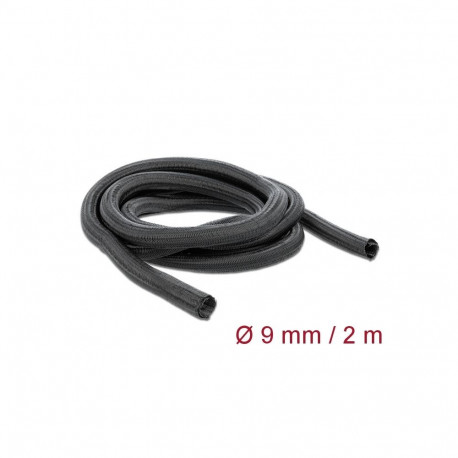 Kaablirüüs 9mm, must, 2.0m polüester, sukk, isesulguv