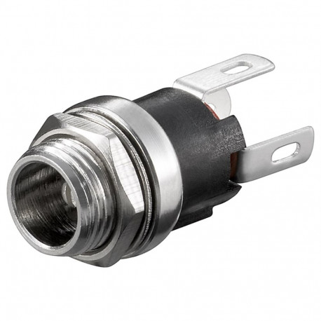 DC chassis socket pin 2.1 mm; closed circuit with solder connection