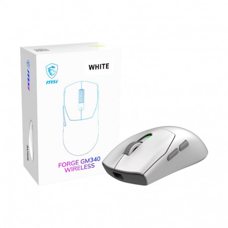 MSI mängurihiir FORGE GM340 WIRELESS 2.4GHz, Bluetooth, USB, valge