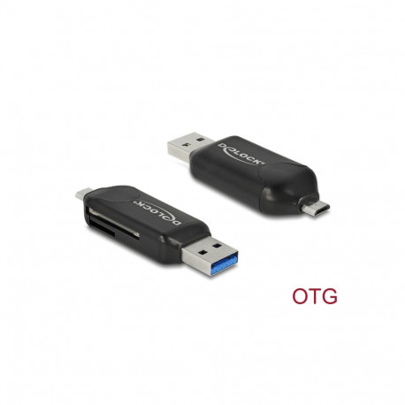 Delock Card Reader Micro USB OTG / USB 5 Gbps Type-A for SD / MMC + Micro SD