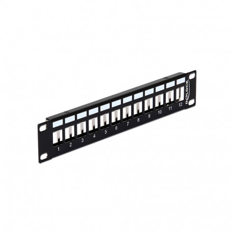10″ Keystone Patch Panel 12 Port metal black
