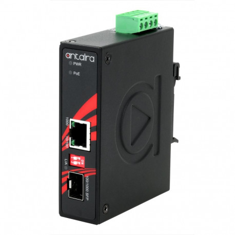 10/100/1000TX To 1000LX/SX Industrial PoE Compact Media Converter, with SFP Socket, -40 to 75C