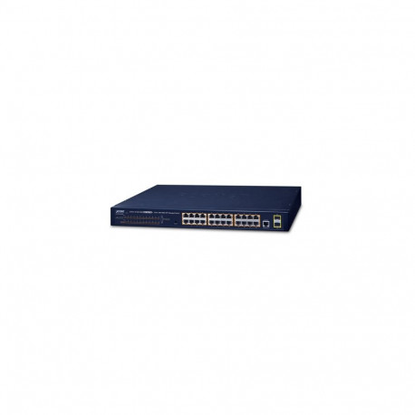Switch: 24 x 10/100/1000Mbps PoE+, 2 x SFP, 1 x RJ-45 console, Layer 2/4, räkitav