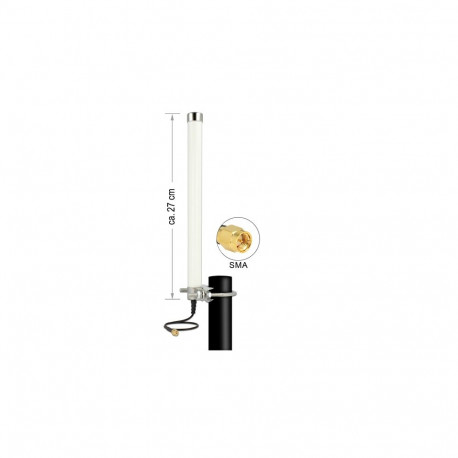 Ringantenn: 6.5 dBi, LTE, GSM, UMTS, Bluetooth, WLAN 2.4GHz, välitingimustele, RG-174, 0.3m, SMA pis