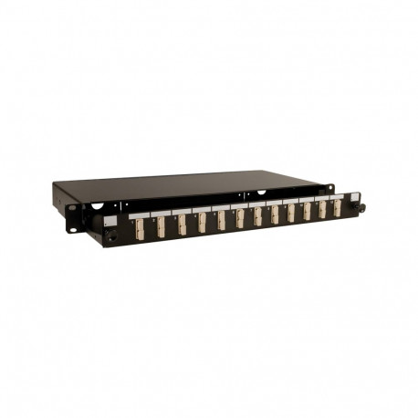 FO paneel 12xSC duplex/LC quad liikuva riiuliga 19´´ 1U must tühi